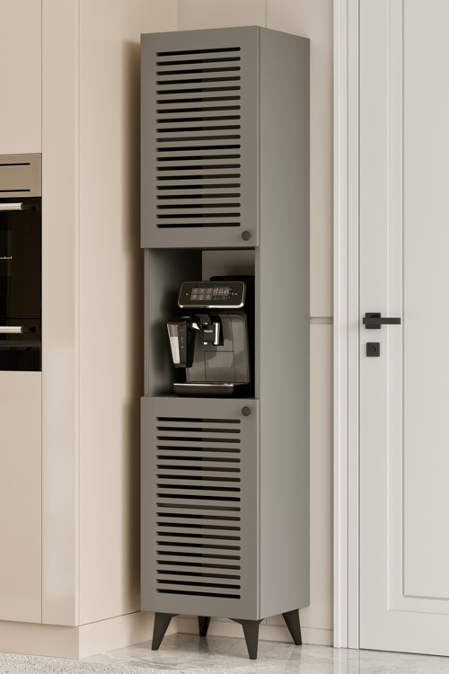 Sümer Panjur Kapaklı Gri Çok Amaçlı Dolap - Banyo - Kiler - Kahve Dolabı (100% Mdf)