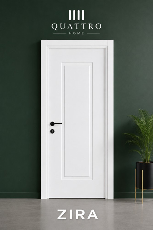 Zıra Melamin Banyo ve WC Kapısı Beyaz – Siyah Kollu, 11 cm Kasa, 202 x 76 cm