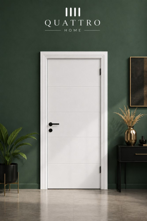 Hemilton Melamin Banyo ve WC Kapısı Beyaz – Siyah Kollu, 11 cm Kasa, 202 x 76 cm