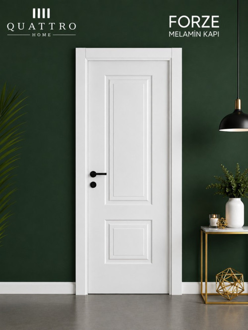 Forze Melamin Banyo ve WC Kapısı Beyaz – Siyah Kollu, 11 cm Kasa, 202 x 76 cm
