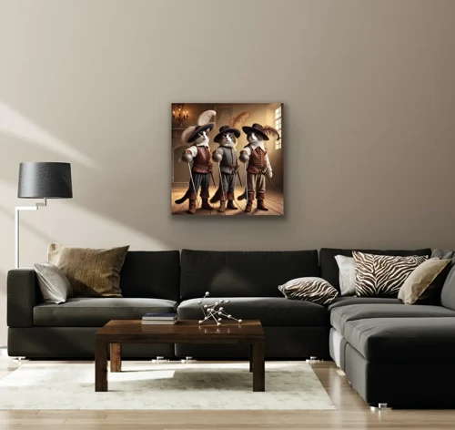 Silahşör Kedi Kanvas Tablo 90x90cm