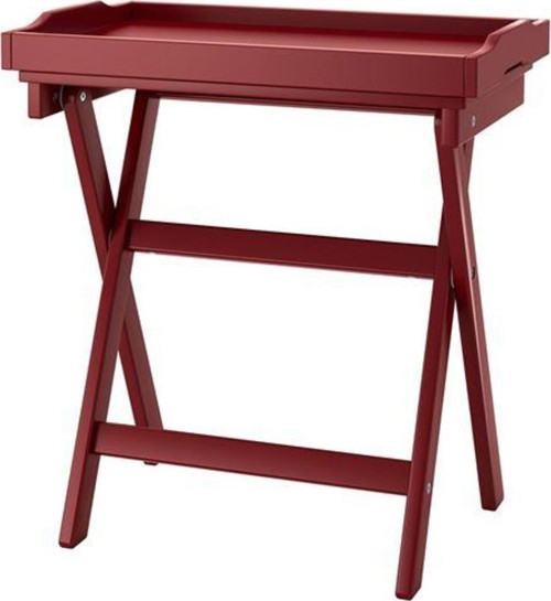 Tepsili Sehpa 58X38X58 Cm Meridyendukkan Koyu Kırmızı Renk Mdf Çıkarılabilir Tepsili Modern Sehpa