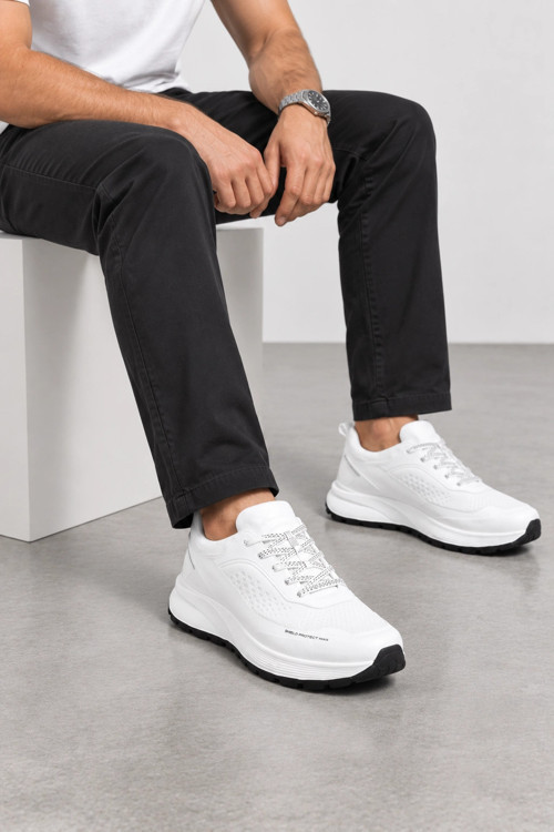 Cipher Erkek Bağcıklı Günlük Sneaker Spor Ayakkabı - Beyaz