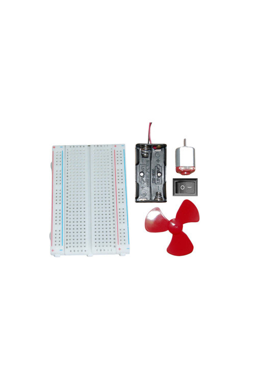 Fen Deney Seti - Breadboard + Pil Kutusu + DC Motor + Pervane + Anahtar