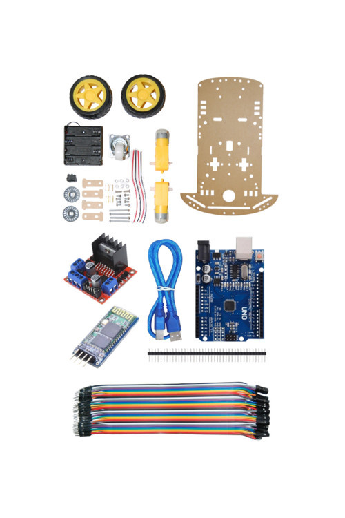 Bluetooth Kontrollü Robot Kiti - Tam Set (Arduino + Motor Sürücü Dahil) - Jumper Kablo Hediyeli