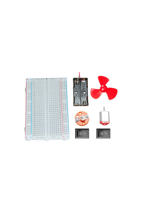 Temel Devre Seti - Breadboard, Pil Kutusu, Motor, Pervane, Duy-Ampul, 2 Anahtar - Standart