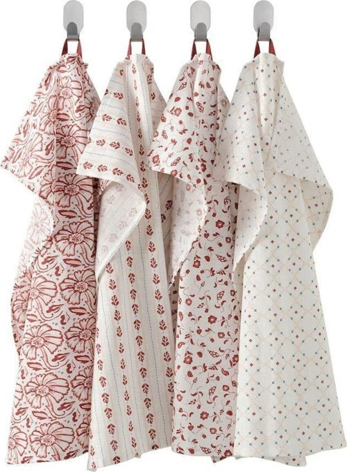 Ikea Inamarıa Kurulama Bezi Beyaz Kırmızı 45X60 Cm 4 Adet