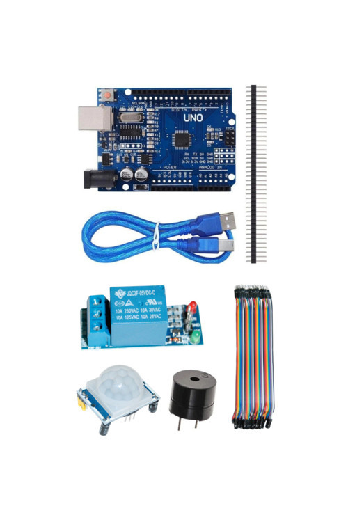 Hareket Algılayan Sesli Uyarı Kiti (PIR + Röle + Buzzer + Arduino) - Jumper Kablo Hediyeli