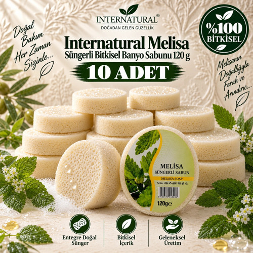 Internatural Melisa Süngerli Bitkisel Banyo Sabunu 10'lu Paket (10 x 120 g)