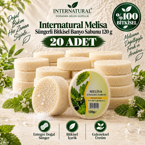 Internatural Melisa Süngerli Bitkisel Banyo Sabunu 20'li Paket (20 x 120 g)