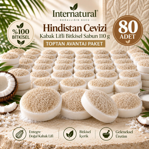 Internatural Ardıç Katranı Kabak Lifli Bitkisel Sabun 80'li Paket (80 x 110 g)