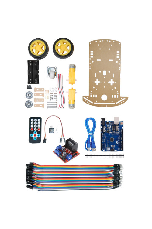 IR Kumandalı Robot Araba Kiti - 18650 Pil Yuvalı Set (2WD + Arduino + Motor Sürücü + Kumanda)