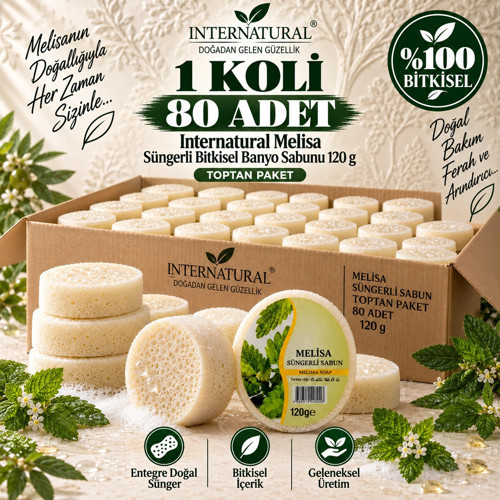 Internatural Melisa Süngerli Bitkisel Banyo Sabunu 80'li Koli (80 x 120 g)