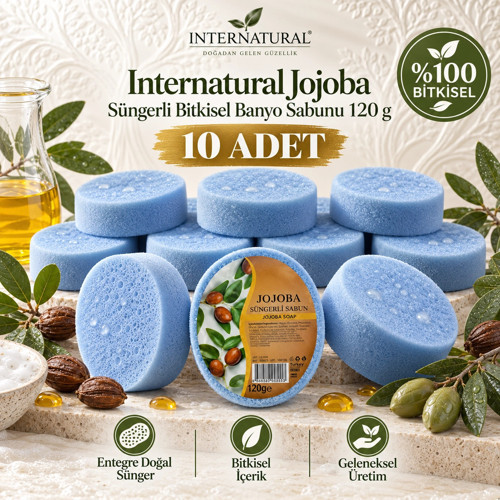 Internatural Jojoba Süngerli Bitkisel Banyo Sabunu 10'lu Paket (10 x 120 g)