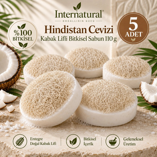 Internatural Ardıç Katranı Kabak Lifli Bitkisel Sabun 5'li Paket (5 x 110 g)