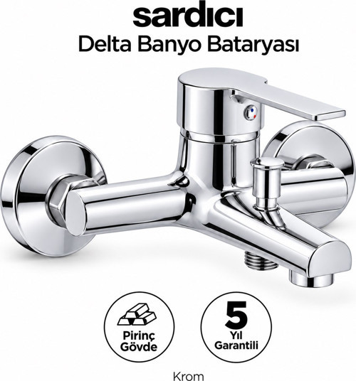 Delta Krom Pirinç Banyo Bataryası Dirsek Rozet Dahil 5 Yıl Garantili