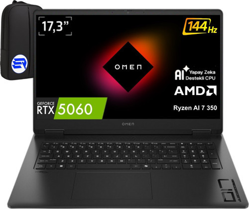 Omen 17-DB1015NT Ryzen Aı 7 350 64GB Ram 1tb SSD RTX5060 17.3" Fhd Windows 11 Pro C2EZ5EAEP2 + Elektropasaj Çanta