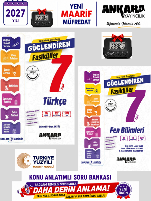 2027 7.Sınıf Fen Bilimleri-Türkçe Konu Anlatımlı Bağlam Temelli Soru Bankası Fasikül %100 Yeni Müfredat+Kronometre
