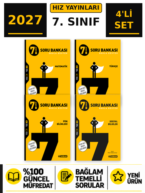 Hız 2027 7.Sınıf Matematik-Türkçe-Fen-Sosyal %100 Maarif Yeni Müfredat Beceri Temelli Soru Bankası Seti