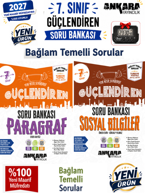 2027 7.Sınıf Güçlendiren Sosyal-Paragraf Bağlam Temelli %100 Yeni Müfredat Soru Bankası Seti+Kronometre