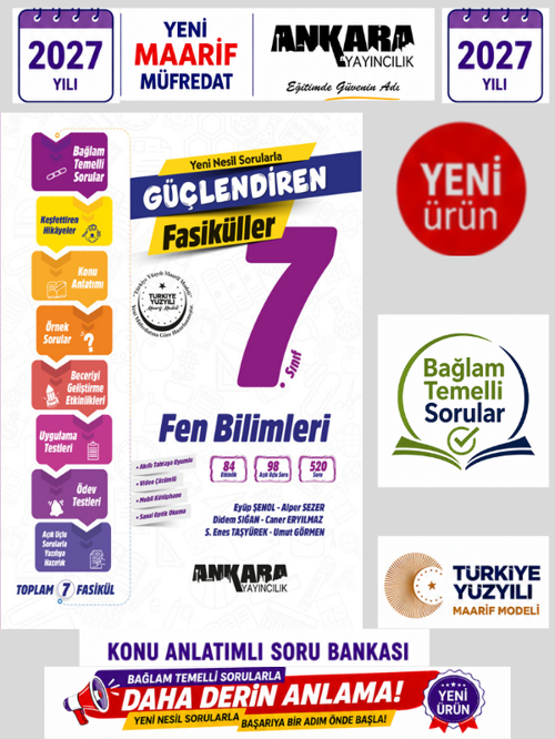 2027 7.Sınıf Fen Bilimleri Konu Anlatımlı Bağlam Temelli Soru Bankası Fasikül %100 Yeni Müfredat