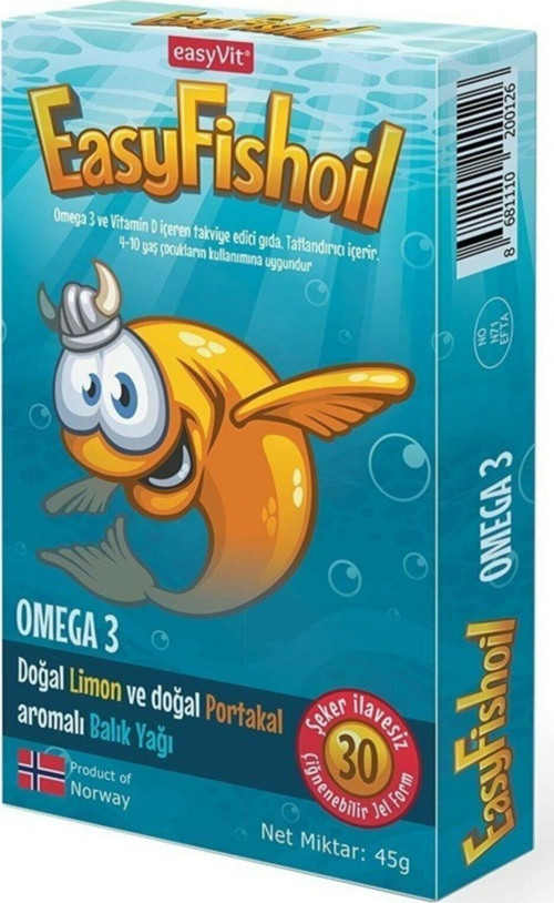 Easy Fishoil Easyvit Çocuk Portakal Aromalı 30 Çiğneme Tablet