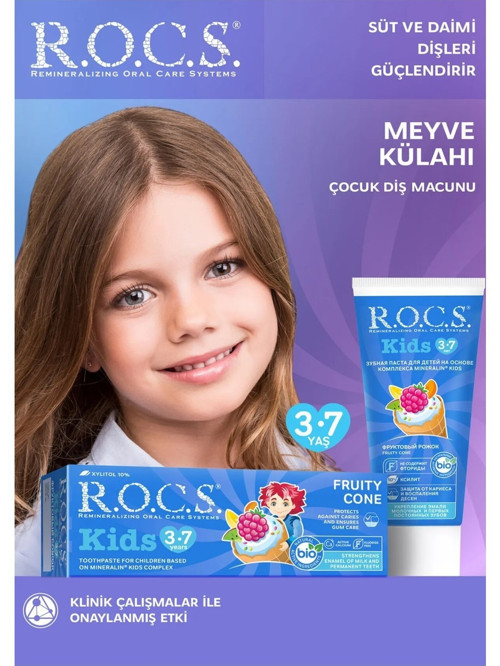 Kids 3-7 Yaş İçin Floridsiz Meyve Külahı Diş Macunu 45 GR Doğal Aromalarla Zenginleştirilmiş