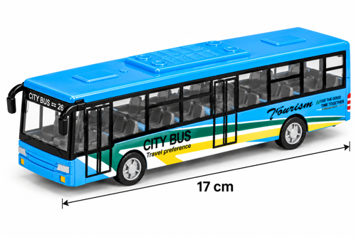 Oyuncak Şehir Otobüsü 17 cm – Çek Bırak (Sürtmeli) Metal Görünümlü City Bus