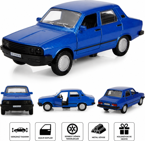 13 cm Toros Model Araba – Mavi Işıklı ve Sesli