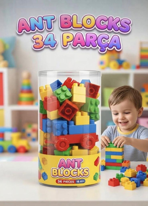 Ant Blocks 34 Parça Yapı Blokları Eğitici ve Eğlenceli Zeka Geliştirici Oyuncak