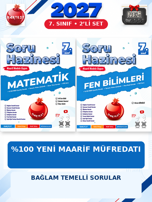 Soru Hazinesi 2027 7.Sınıf Matematik-Fen %100 Maarif Model Bağlam Temelli Soru Hazinesi Seti+Kronometre