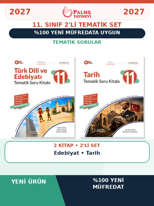 11.Sınıf 2027 TÜRK DİLİ EDEBİYAT-TARİH 2 KİTAP %100 Yeni Müfredat Tematik Soru Bankası (Yeni Ürün)