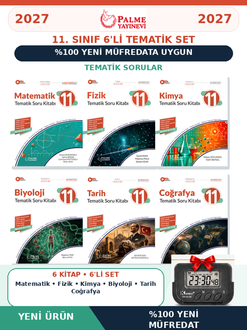 11.Sınıf 2027 6 Kitap(M-F-K-B-T-C) %100 Yeni Müfredat Tematik Soru Bankası Set(Yeni Ürün)+Kronometre