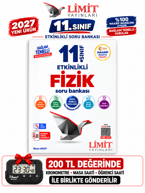 Limit 2027 11.Sınıf FİZİK %100 YENİ MÜFREDAT Etkinlikli Soru Bankası +Kronometre(Yeni Ürün)