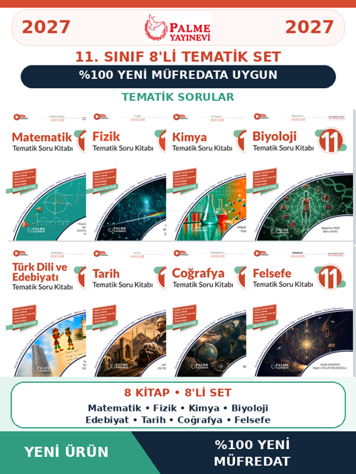 11.Sınıf 2027 Tüm Dersler 8 Kitap(M-E-F-K-B-T-C-F) %100 Yeni Müfredat Tematik Soru Bankası (Yeni Ürün)