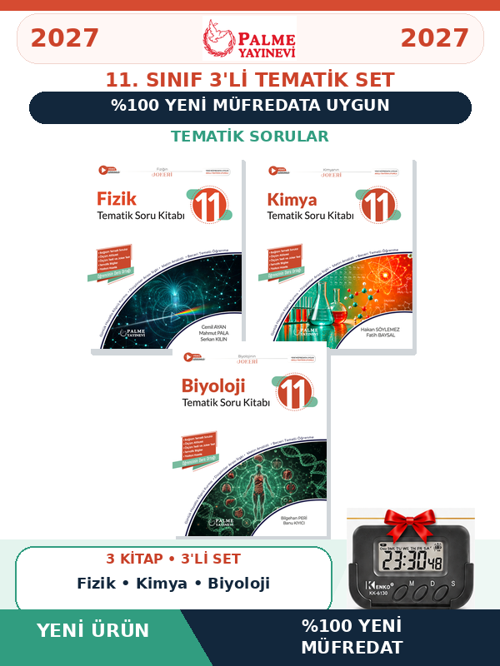 11.Sınıf 2027 FİZİK-KİMYA-BİYOLOJİ 3 KİTAP %100 Yeni Müfredat Tematik Soru Bankası Set(Yeni Ürün)+Kronometre