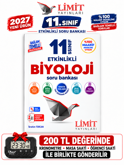 Limit 2027 11.Sınıf BİYOLOJİ %100 YENİ MÜFREDAT Etkinlikli Soru Bankası +Kronometre(Yeni Ürün)