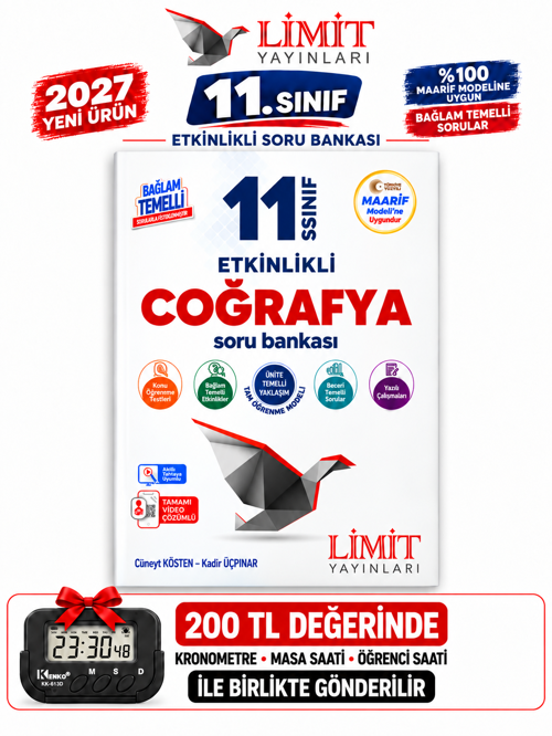 Limit 2027 11.Sınıf COĞRAFYA %100 YENİ MÜFREDAT Etkinlikli Soru Bankası +Kronometre(Yeni Ürün)