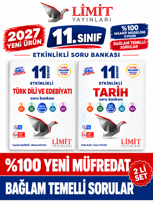 Limit 2027 11.Sınıf Edebiyat-Tarih 2 Kitap %100 YENİ MÜFREDAT Etkinlikli Soru Bankası Set(Yeni Ürün)