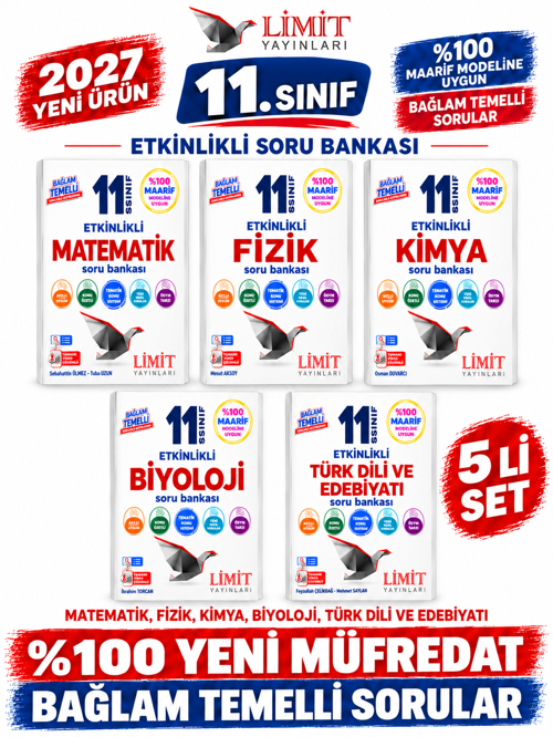 Limit 2027 11.Sınıf 5 Kitap (M-F-K-B-E)%100 YENİ MÜFREDAT Etkinlikli Soru Bankası Set(Yeni Ürün)