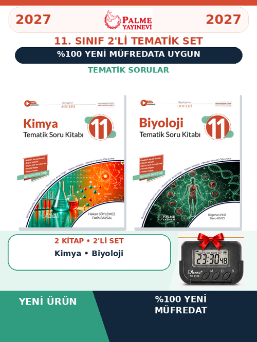 11.Sınıf 2027 BİYOLOJİ-KİMYA 2 KİTAP %100 Yeni Müfredat Tematik Soru Bankası Set(Yeni Ürün)+Kronometre