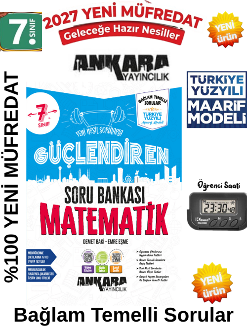 2027 7.Sınıf Güçlendiren Matematik 100 Maarif Bağlam Temelli Yeni Müfredat Soru Bankası+Kronometre