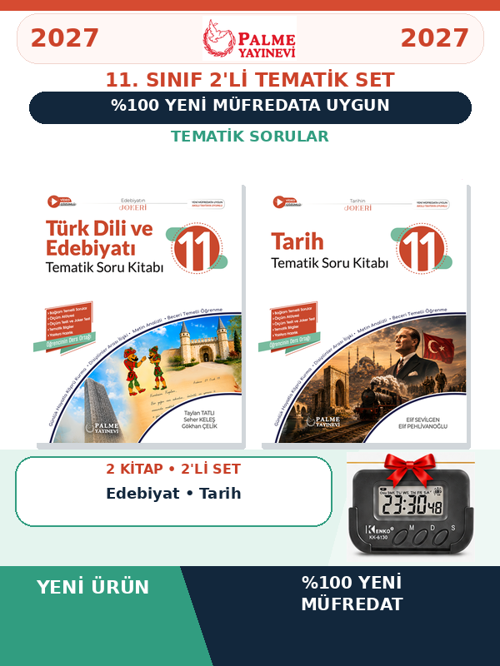 11.Sınıf 2027 TÜRK DİLİ EDEBİYAT-TARİH 2 KİTAP %100 Yeni Müfredat Tematik Soru Bankası Set(Yeni Ürün)+Kronometre