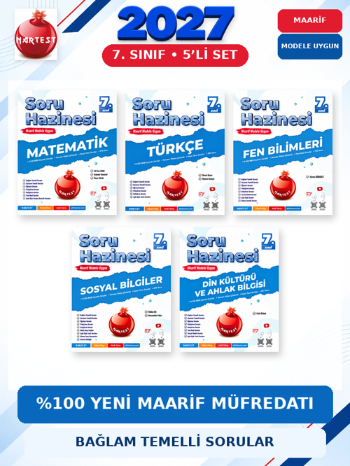 Soru Hazinesi 2027 7.Sınıf Tüm Dersler M-T-F-S-D %100 Maarif Model Bağlam Temelli Soru Hazinesi Seti