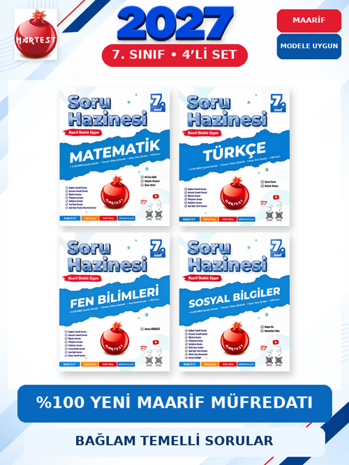 Soru Hazinesi 2027 7.Sınıf Tüm Dersler M-T-F-S %100 Maarif Model Bağlam Temelli Soru Hazinesi Seti