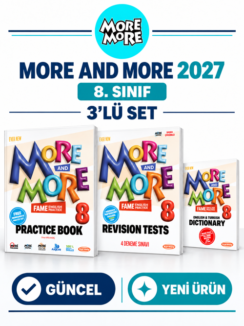 Güncel 8.Sınıf 8 MORE&MORE PRACTİCE BOOK&DICTIONARY (READERS & SKILLS + GRAMER AND VOCABULARY)(3 LÜ SET)(YENİ ÜRÜN)