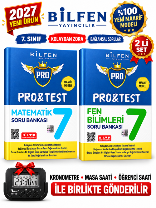 Bilfen 7.Sınıf Protest 2027 Matematik-Fen %100 MAARİF Model Bağlamsal Soru Bankası Seti+Kronometre