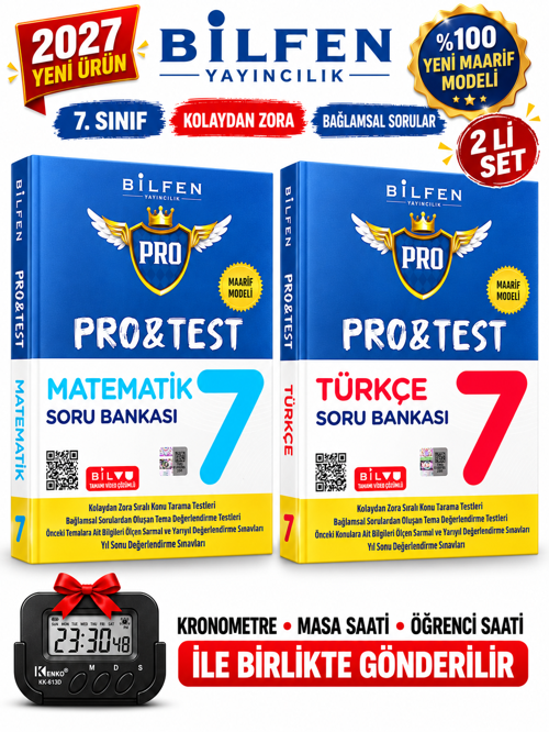 Bilfen 7.Sınıf Protest 2027 Matematik-Türkçe %100 MAARİF Model Bağlamsal Soru Bankası Seti+Kronometre
