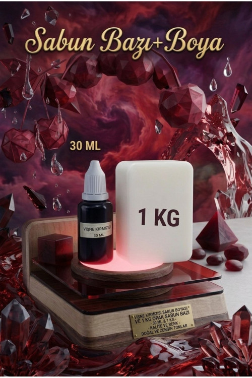 1 Kg Opak Sabun Bazı + 30 Ml Vişne Kırmızı Sabun Boyası | Canlı Ve Enerjik Sabun Yapım Kiti