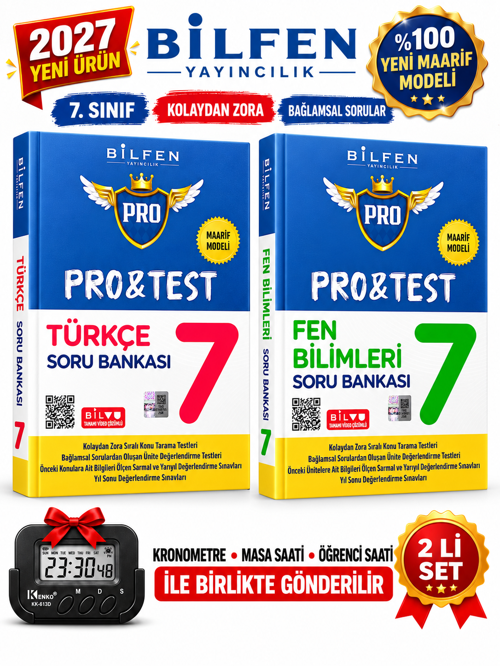 Bilfen 7.Sınıf Protest 2027 Fen-Türkçe %100 MAARİF Model Bağlamsal Soru Bankası Seti+Kronometre